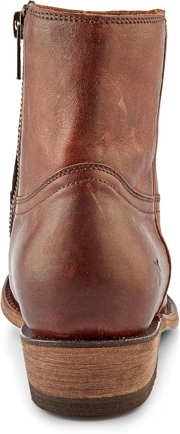 Frye Billy Inside Zip Booties for Women Crafted from Antiqued Leather with Wellington Stitchwork, Brass Hardware - 5 ¾” Shaft