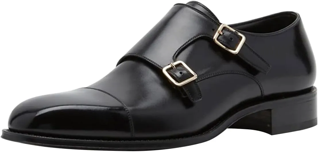 FSJ Men's Dress Loafers Unique Fashion Double Monk Strap Buckle Cap Toe Loafers Comfortable Formal Event Business Shoes Size 4-16 US