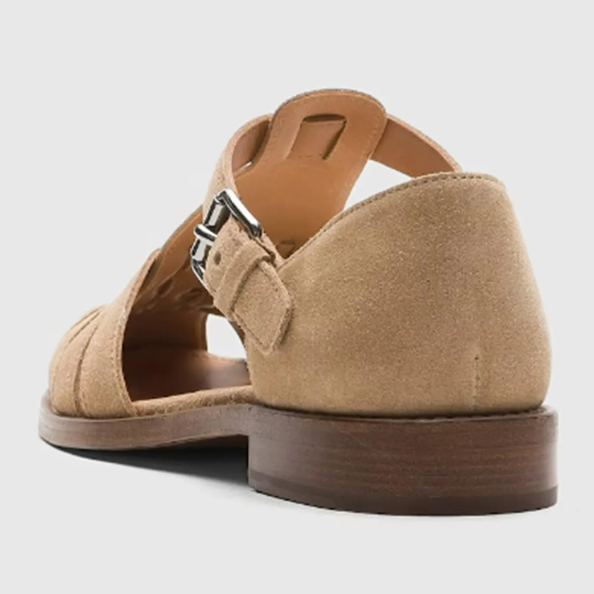 FSJ Women Retro Closed Toe Flats Sandals Low Block Heel Woven Roman Ankle Strap Hollow Caged Summer Fisherman Sandals Shoes Size 4-16 US