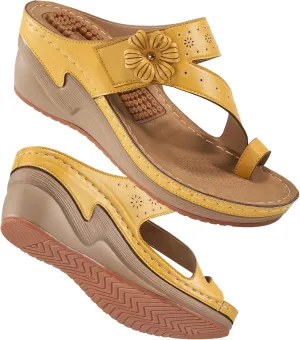 FUDYNMALC Sandals Women Wedge Shoes: Comfortable Womens Orthopedic Sandal Dressy Summer Flip Flops Fashion Walking Wedges with Adjustable