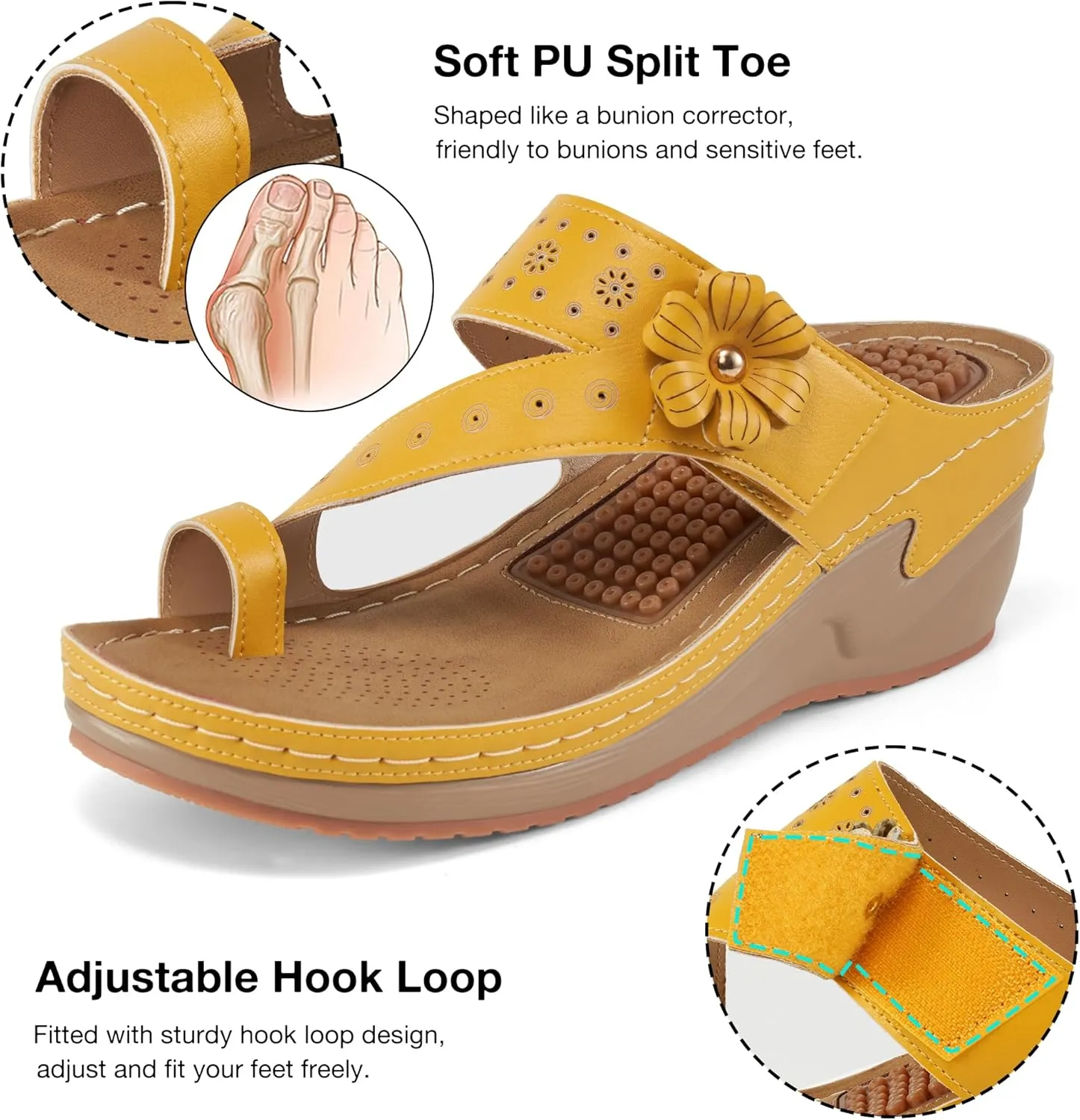 FUDYNMALC Sandals Women Wedge Shoes: Comfortable Womens Orthopedic Sandal Dressy Summer Flip Flops Fashion Walking Wedges with Adjustable