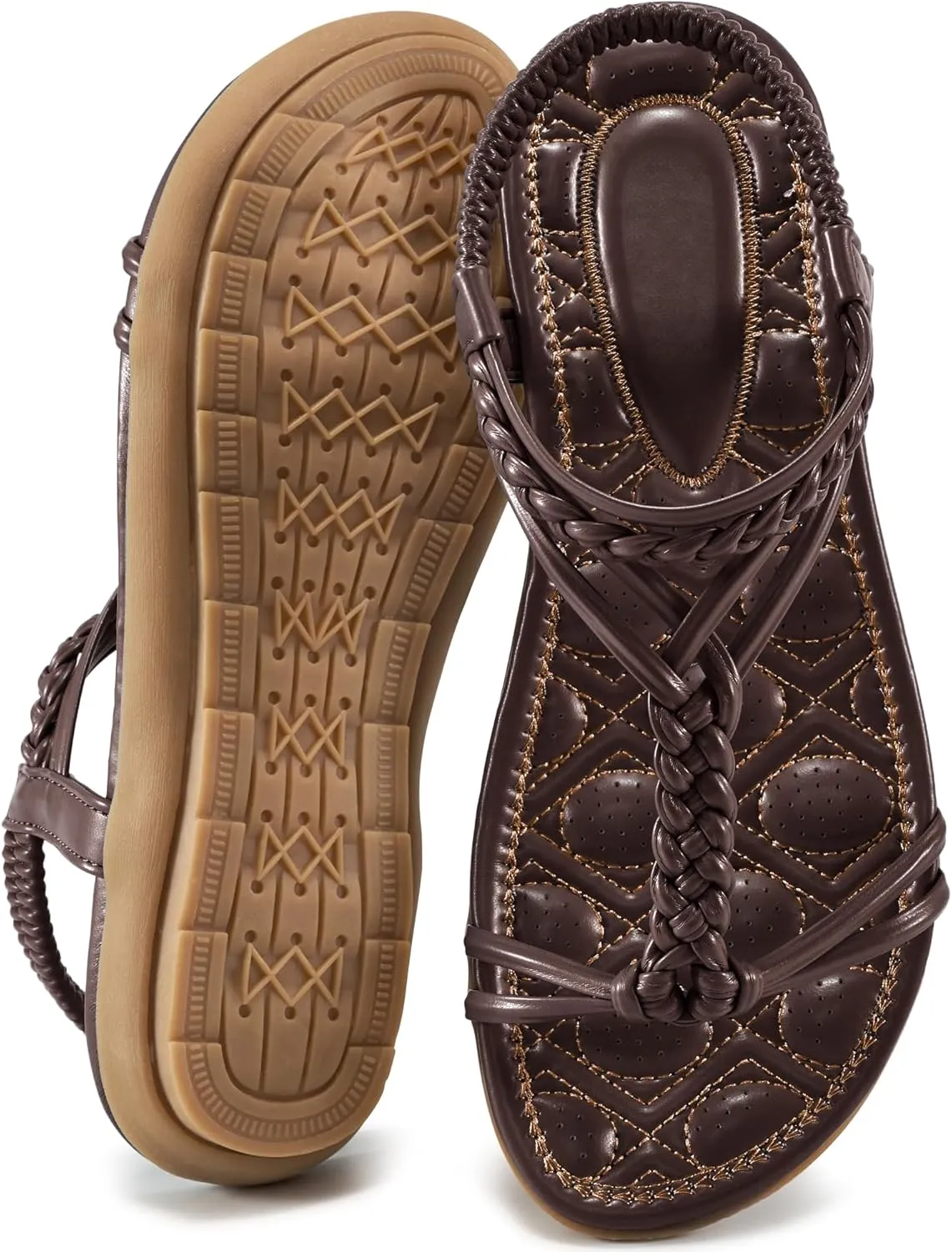 FUDYNMALC Womens Flat Sandals Summer: Trendy Beach Dress Shoes 2025 Casual Comfortable Walking Gladiator Footwear