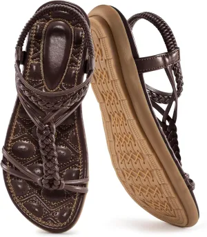 FUDYNMALC Womens Flat Sandals Summer: Trendy Beach Dress Shoes 2025 Casual Comfortable Walking Gladiator Footwear