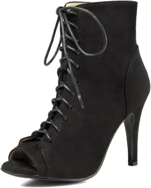 GATUXUS Women Platform Open Toe Lace Up High Heel Boots Ankle Booties Pump Shoes