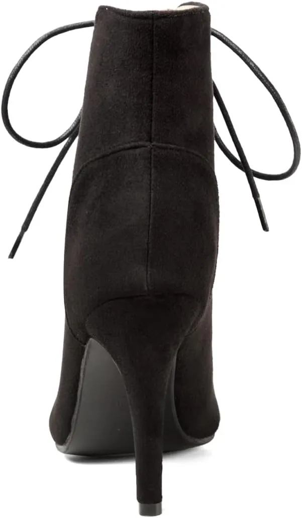 GATUXUS Women Platform Open Toe Lace Up High Heel Boots Ankle Booties Pump Shoes