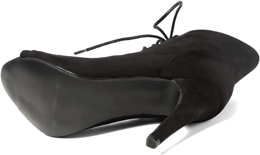 GATUXUS Women Platform Open Toe Lace Up High Heel Boots Ankle Booties Pump Shoes