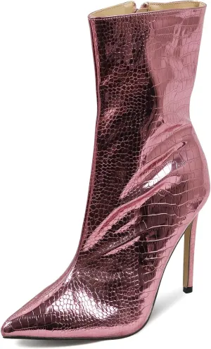 getmorebeauty Women's Ankle Boot Sexy High Heel Pointed Toe Side Zipper Mid Calf Boots