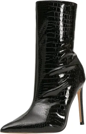 getmorebeauty Women's Ankle Boot Sexy High Heel Pointed Toe Side Zipper Mid Calf Boots