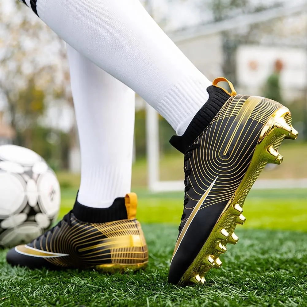 GEXECEUSS Mens High-Top Football Boots for Soccer Matches: Non-Slip Football Shoes for Team Sports - Youth Turf Soccer Sneakers