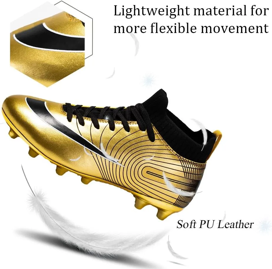 GEXECEUSS Mens High-Top Football Boots for Soccer Matches: Non-Slip Football Shoes for Team Sports - Youth Turf Soccer Sneakers