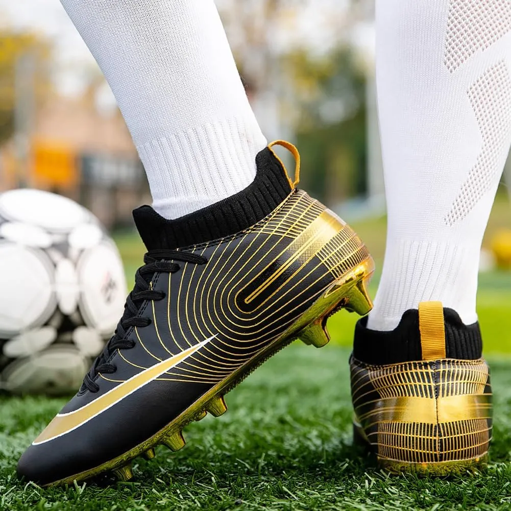 GEXECEUSS Mens High-Top Football Boots for Soccer Matches: Non-Slip Football Shoes for Team Sports - Youth Turf Soccer Sneakers
