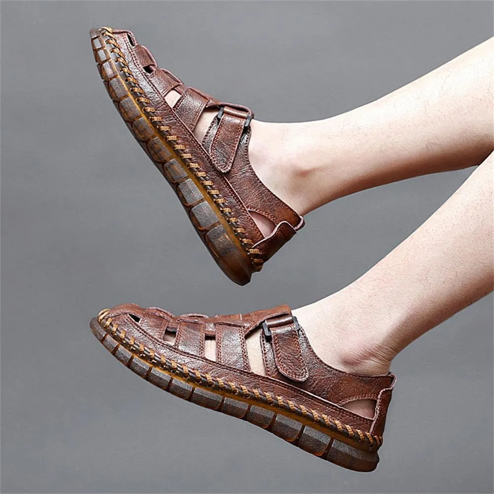 GEXECEUSS Sandals for Men Closed Toe Leather Sport Sandals Fisherman Sandals Outdoor Casual Walking Sandals Summer Water Shoes Beach Wading Shoes