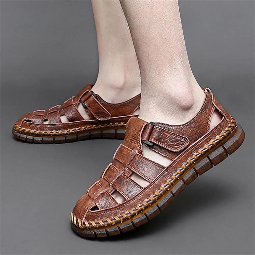 GEXECEUSS Sandals for Men Closed Toe Leather Sport Sandals Fisherman Sandals Outdoor Casual Walking Sandals Summer Water Shoes Beach Wading Shoes