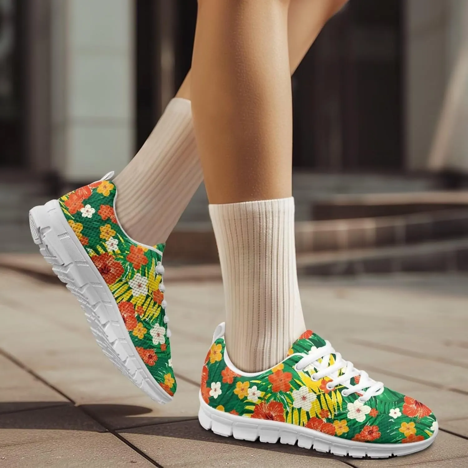 GIFTPUZZ Men's Sneakers Tropical Women's Athletic Shoes Men's Shoes Breathable Sneakers with Breathable Mesh