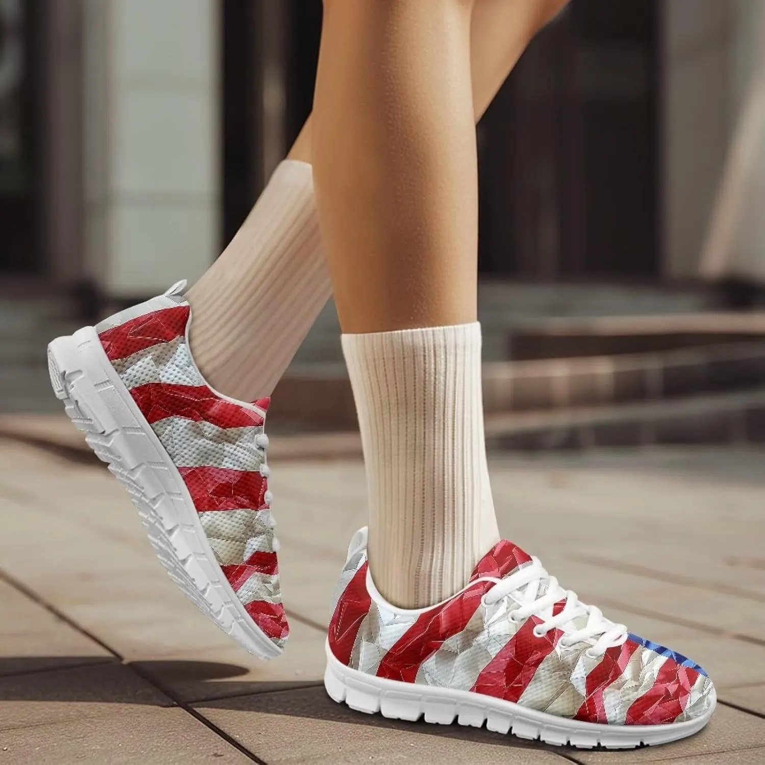 GIFTPUZZ Unisex Outdoor Trainers Sneaker and Walking Shoes Women Men Independence Day Party Shoes Size 39-48