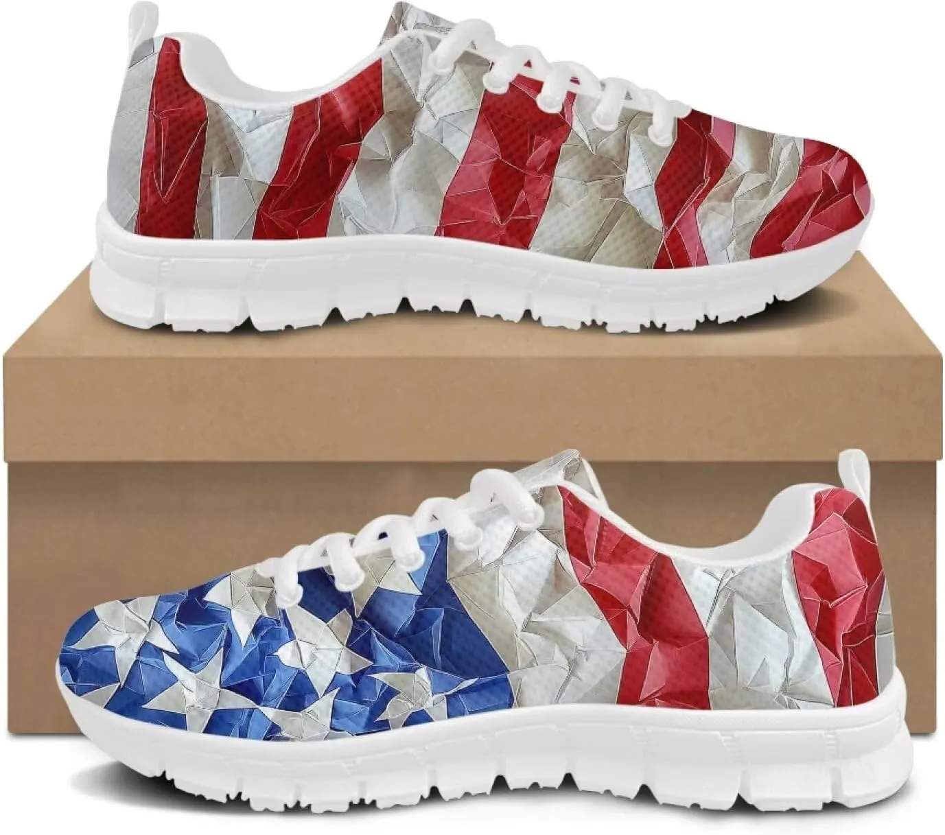 GIFTPUZZ Unisex Outdoor Trainers Sneaker and Walking Shoes Women Men Independence Day Party Shoes Size 39-48