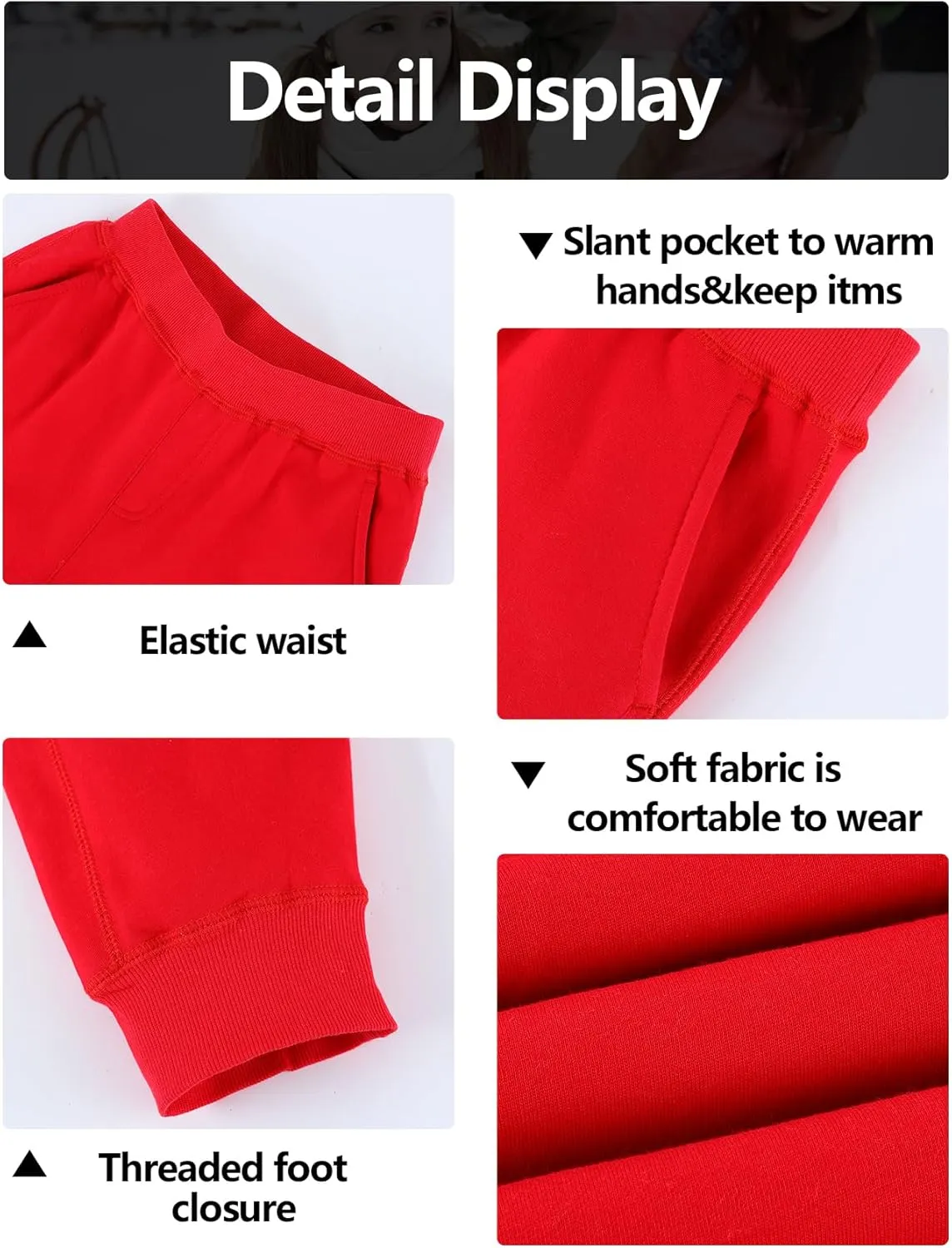 Gihuo Unisex Boys Girls Winter Warm Sherpa Lined Sweatpants Jogger
