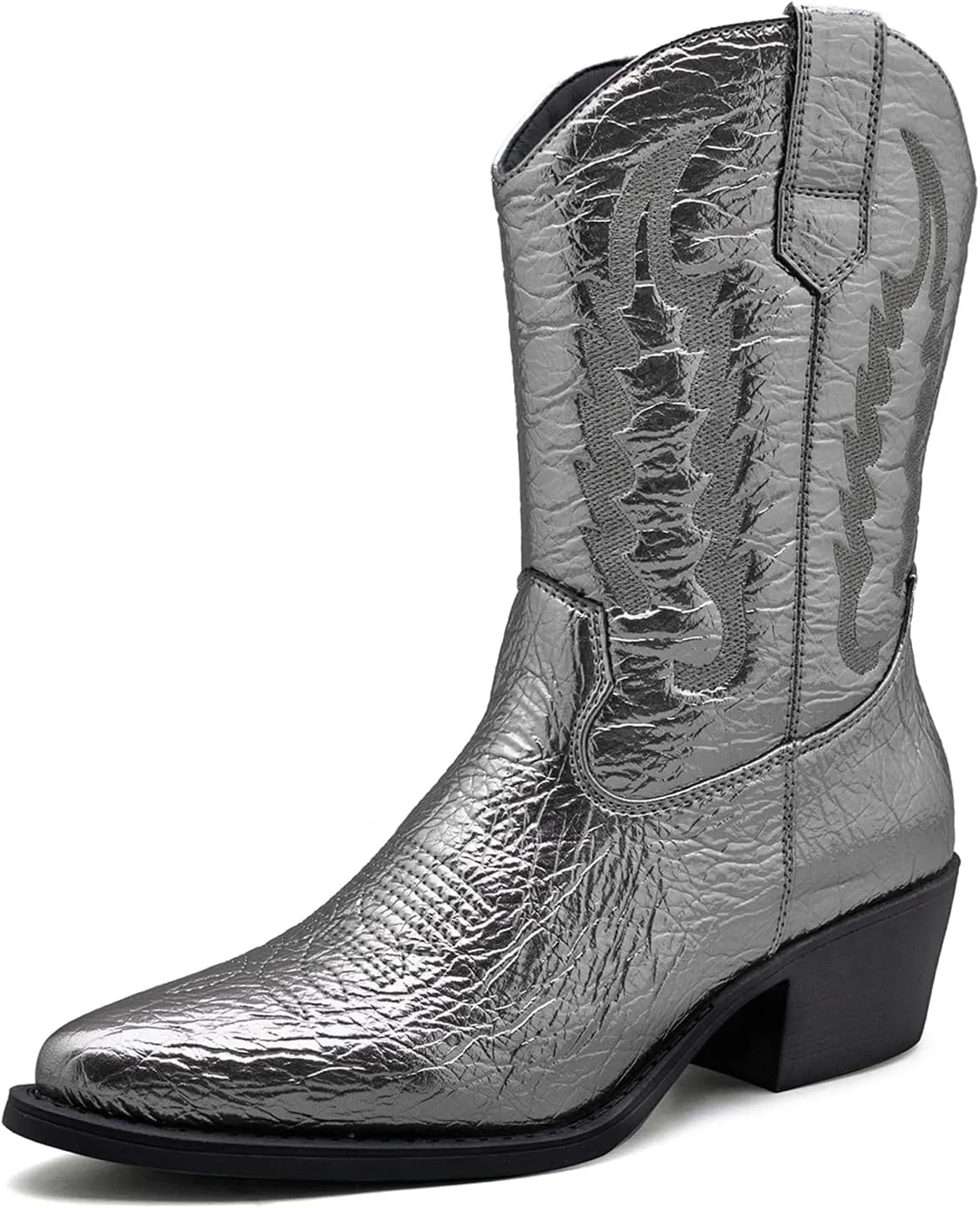GLOBALWIN Women's Cowgirl Boots Mid Calf Western Cowboy Boots For Women Comfortable Low Heel With Zipper
