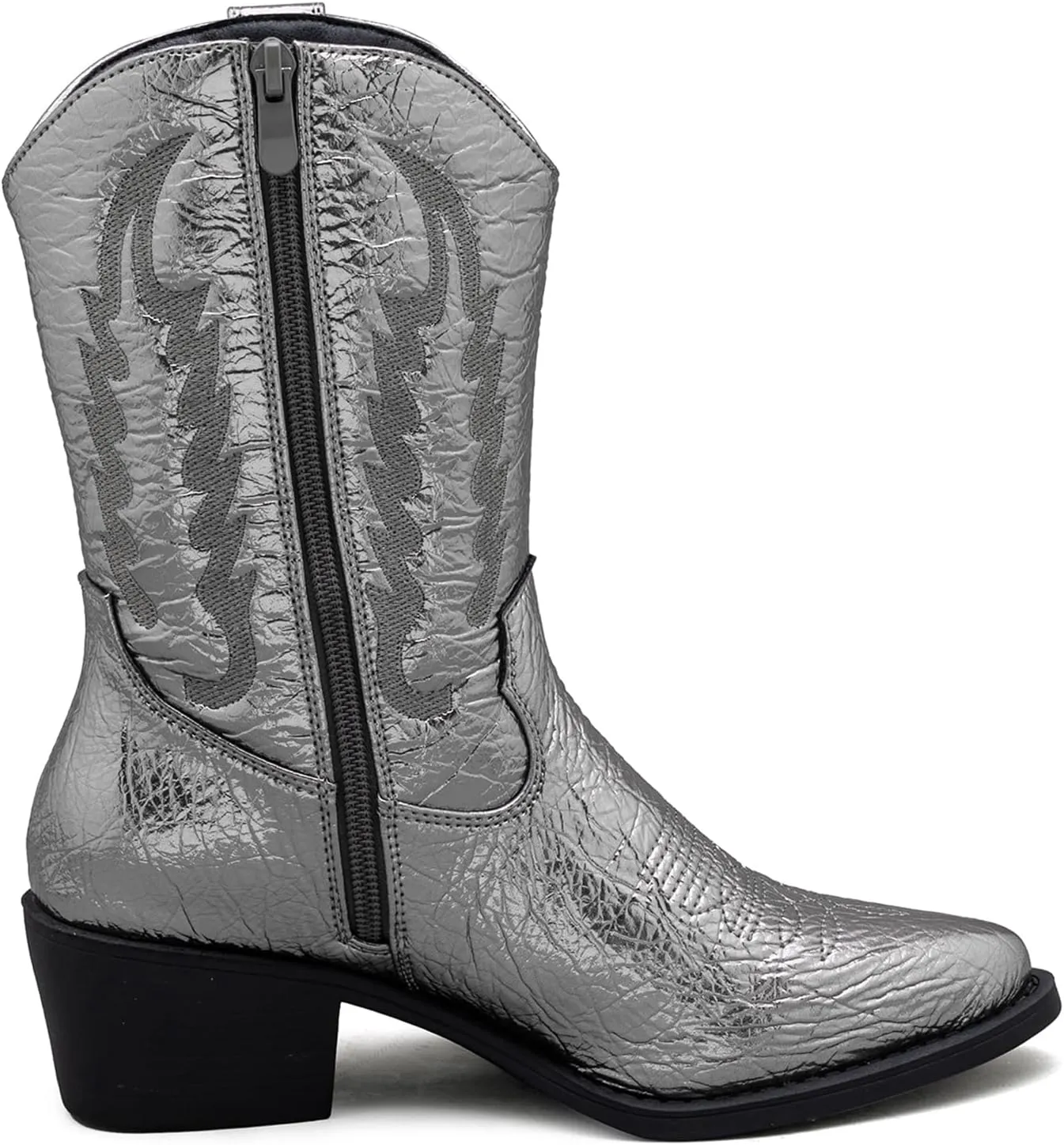 GLOBALWIN Women's Cowgirl Boots Mid Calf Western Cowboy Boots For Women Comfortable Low Heel With Zipper