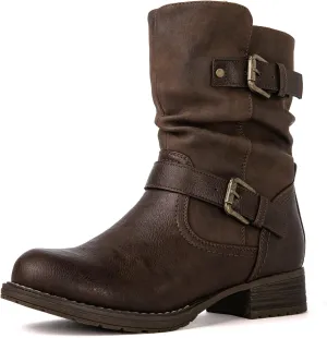 GLOBALWIN Women's Fur Booties Fashion Combat Ankle Boots For Women