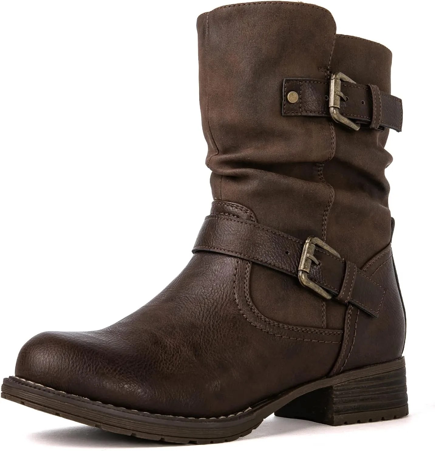 GLOBALWIN Women's Fur Booties Fashion Combat Ankle Boots For Women