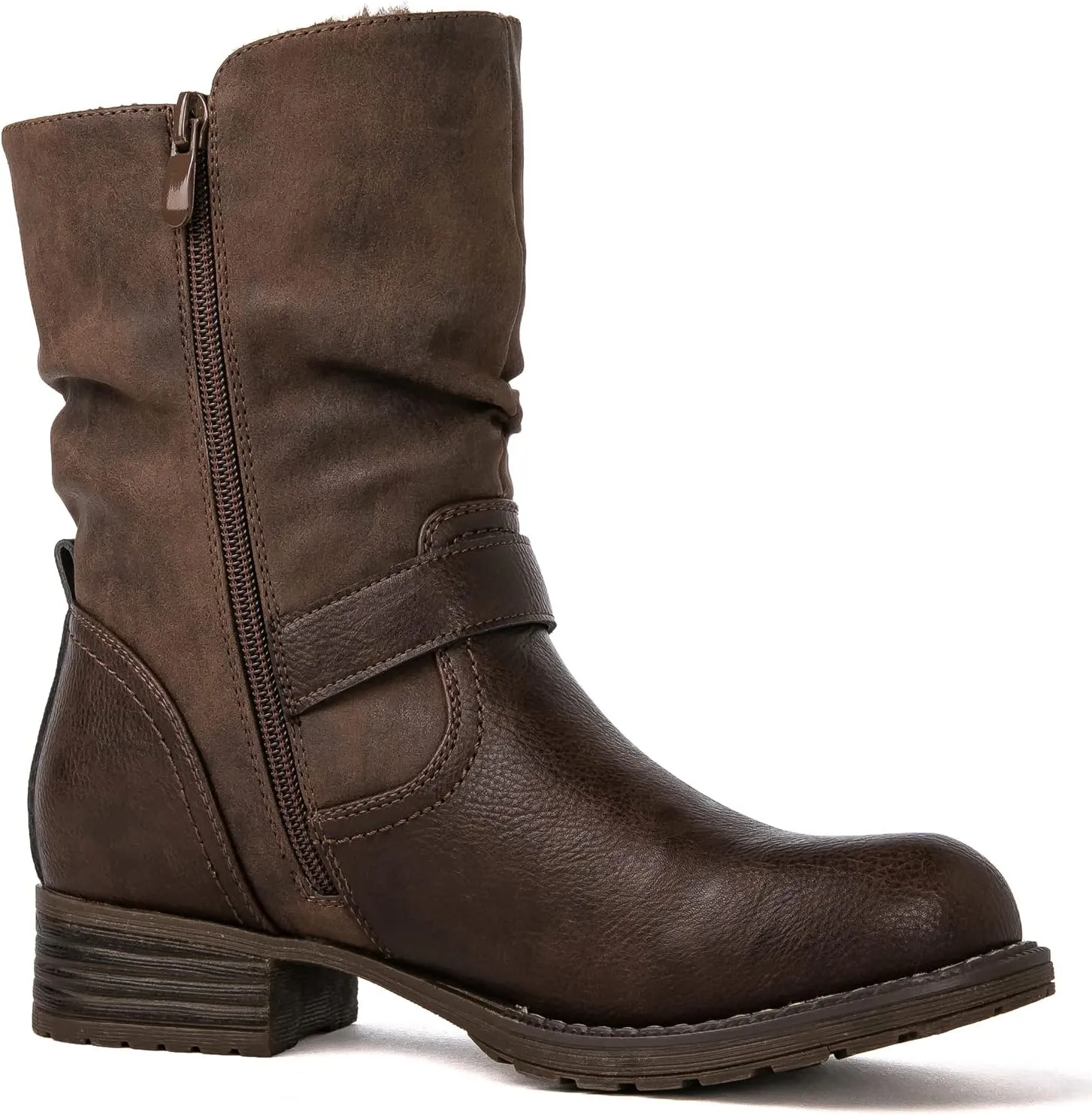 GLOBALWIN Women's Fur Booties Fashion Combat Ankle Boots For Women