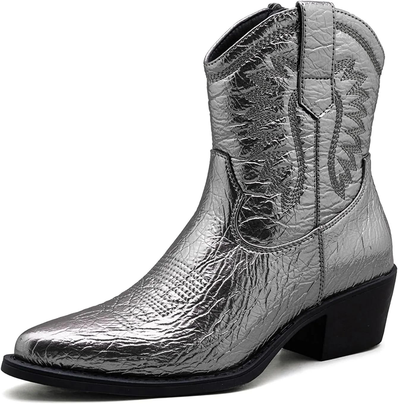 GLOBALWIN Women's Western Charm Cowgirl Boots Mid Calf Comfy Cowboy Boots For Women With Pointed Toe