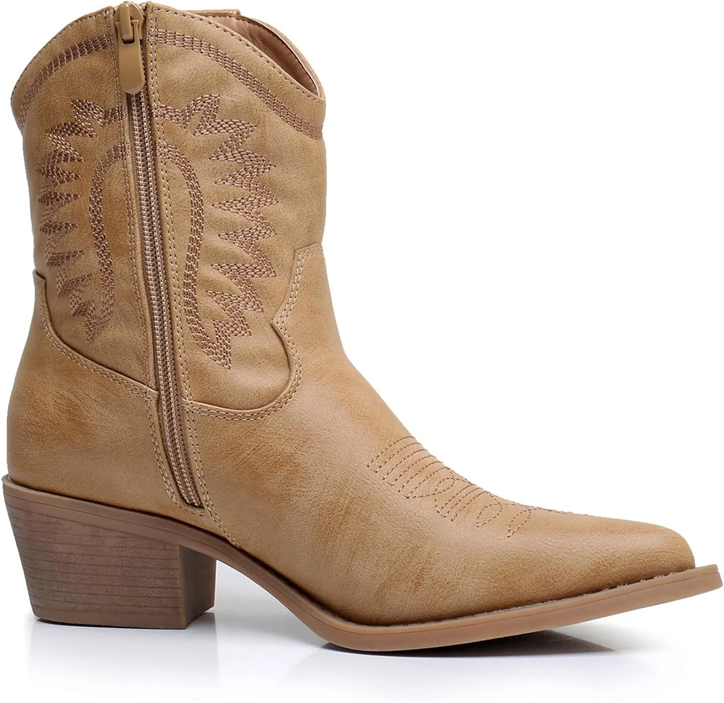 GLOBALWIN Women's Western Charm Cowgirl Boots Mid Calf Comfy Cowboy Boots For Women With Pointed Toe