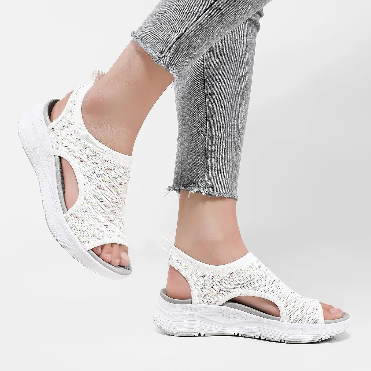 GoodValue Womens Comfortable Orthopedic Sandals Arch Support Ladies Walking Sport Athletic Sandals Open Toe Slip On Plantar Fasciitis Platform Dress Sandal 2 Inches Heel