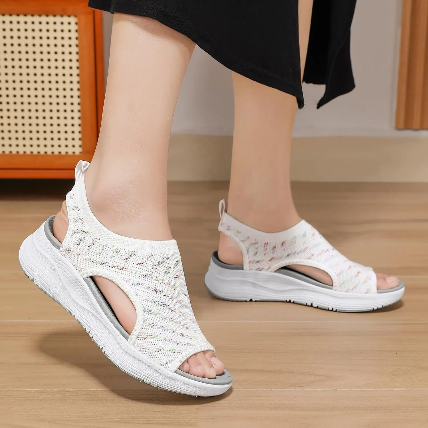 GoodValue Womens Comfortable Orthopedic Sandals Arch Support Ladies Walking Sport Athletic Sandals Open Toe Slip On Plantar Fasciitis Platform Dress Sandal 2 Inches Heel