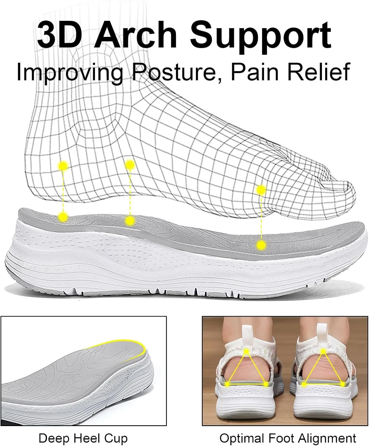 GoodValue Womens Comfortable Orthopedic Sandals Arch Support Ladies Walking Sport Athletic Sandals Open Toe Slip On Plantar Fasciitis Platform Dress Sandal 2 Inches Heel