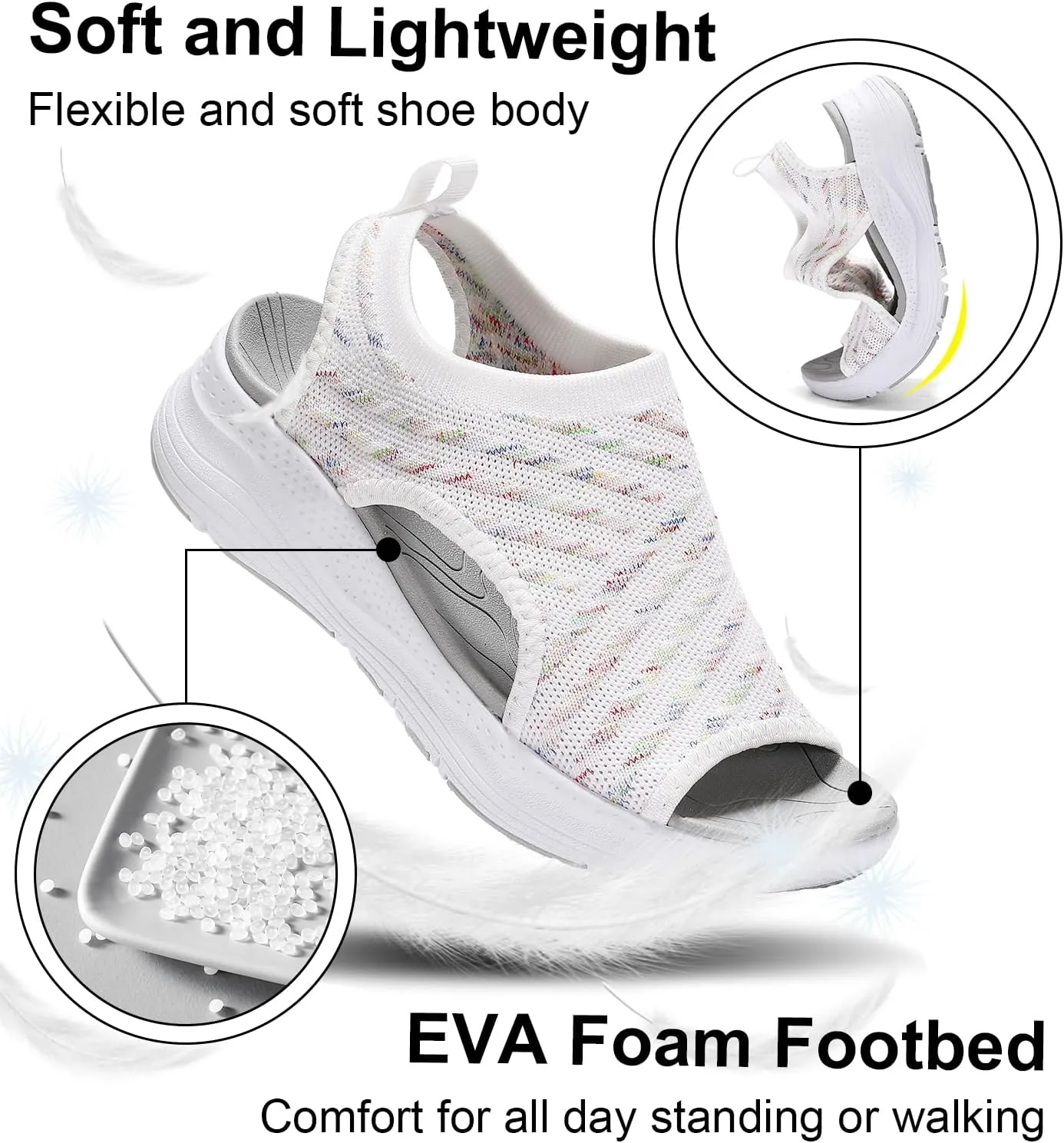 GoodValue Womens Comfortable Orthopedic Sandals Arch Support Ladies Walking Sport Athletic Sandals Open Toe Slip On Plantar Fasciitis Platform Dress Sandal 2 Inches Heel