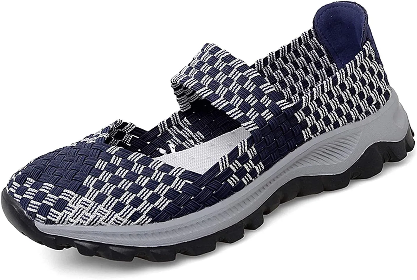 GOSPT Women's Elastic Woven Walking Shoes Mary Jane Flats Slip on Sneakers