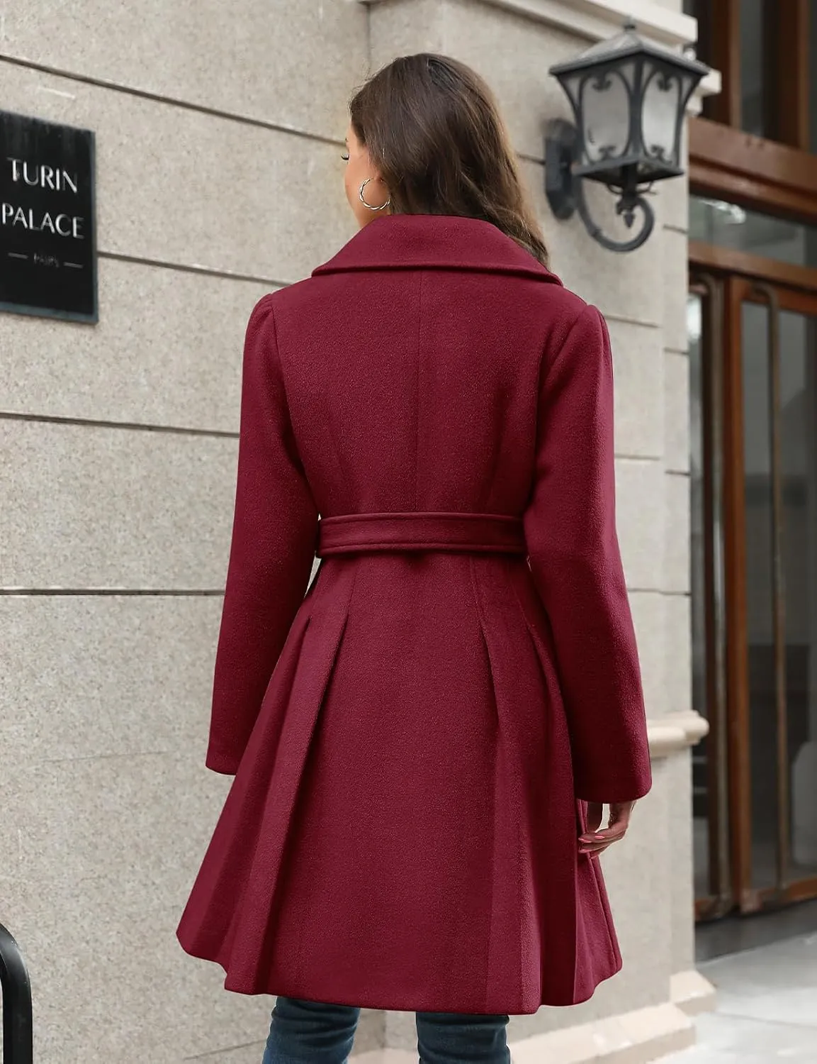 HEEKPEK Women’s Wool Blend Trench Coat Slim Double Breasted Notch Lapel Pea Coat Thick A Line Jacket with Pockets(S-XXL)
