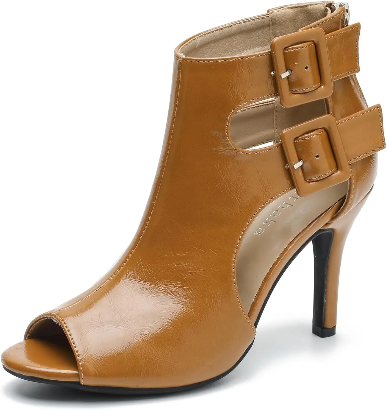 Heels for Women Open Toe Boots Cutout Ankle Strap Buckle Stiletto High Heel Sandals for Prom Party Wedding