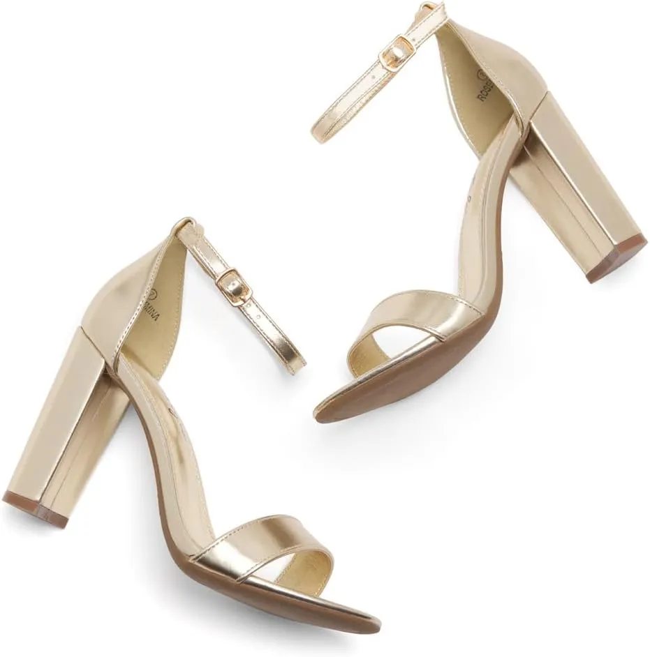 Herstyle Rosemmina Women’s Chunky Block Heels Open Toe Dress Heeled Sandals Ankle Strappy High Heel Pumps Shoes for Prom Wedding Party Office