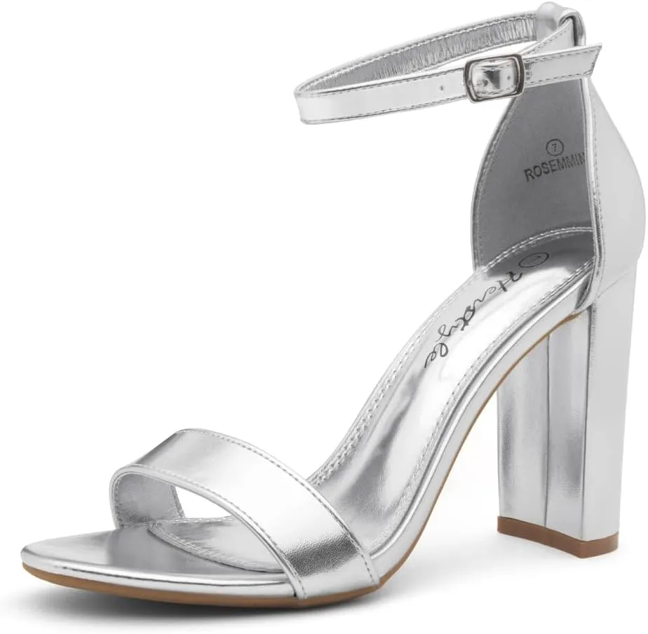 Herstyle Rosemmina Women’s Chunky Block Heels Open Toe Dress Heeled Sandals Ankle Strappy High Heel Pumps Shoes for Prom Wedding Party Office