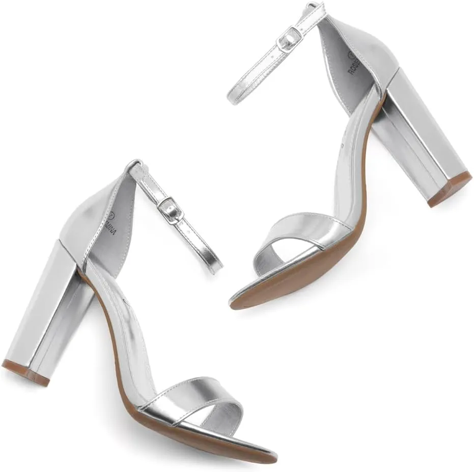 Herstyle Rosemmina Women’s Chunky Block Heels Open Toe Dress Heeled Sandals Ankle Strappy High Heel Pumps Shoes for Prom Wedding Party Office