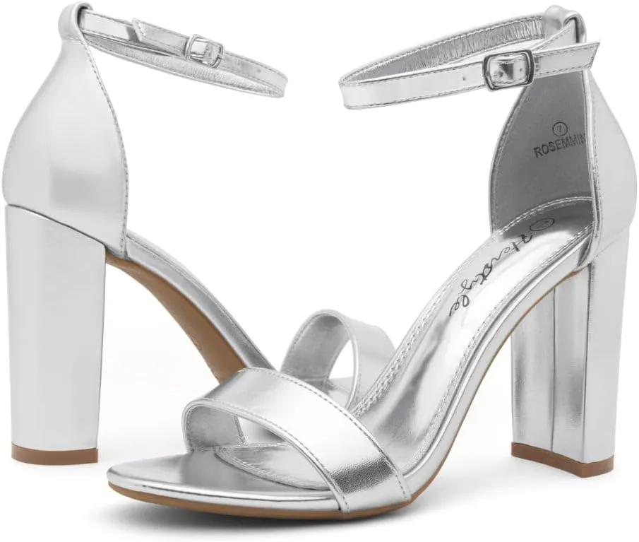Herstyle Rosemmina Women’s Chunky Block Heels Open Toe Dress Heeled Sandals Ankle Strappy High Heel Pumps Shoes for Prom Wedding Party Office