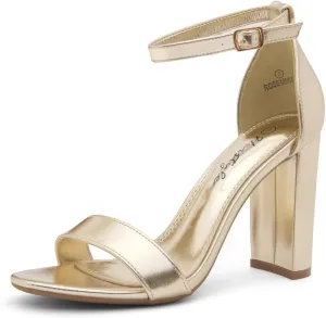 Herstyle Rosemmina Women’s Chunky Block Heels Open Toe Dress Heeled Sandals Ankle Strappy High Heel Pumps Shoes for Prom Wedding Party Office