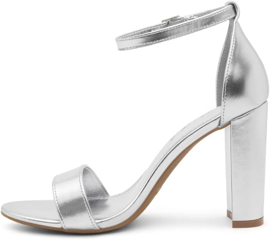 Herstyle Rosemmina Women’s Chunky Block Heels Open Toe Dress Heeled Sandals Ankle Strappy High Heel Pumps Shoes for Prom Wedding Party Office