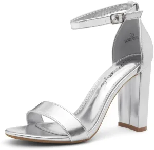 Herstyle Rosemmina Women’s Chunky Block Heels Open Toe Dress Heeled Sandals Ankle Strappy High Heel Pumps Shoes for Prom Wedding Party Office