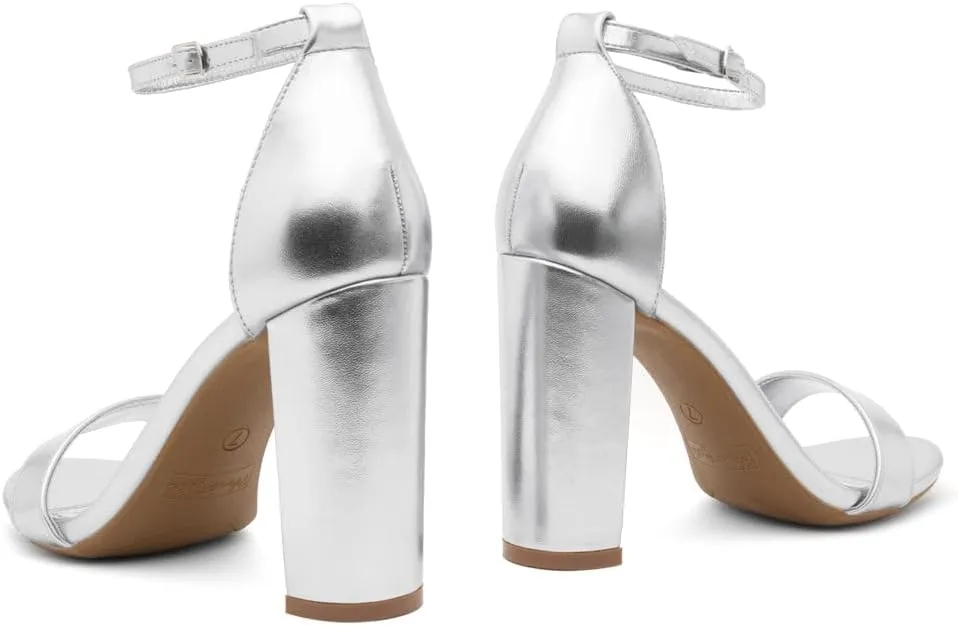 Herstyle Rosemmina Women’s Chunky Block Heels Open Toe Dress Heeled Sandals Ankle Strappy High Heel Pumps Shoes for Prom Wedding Party Office