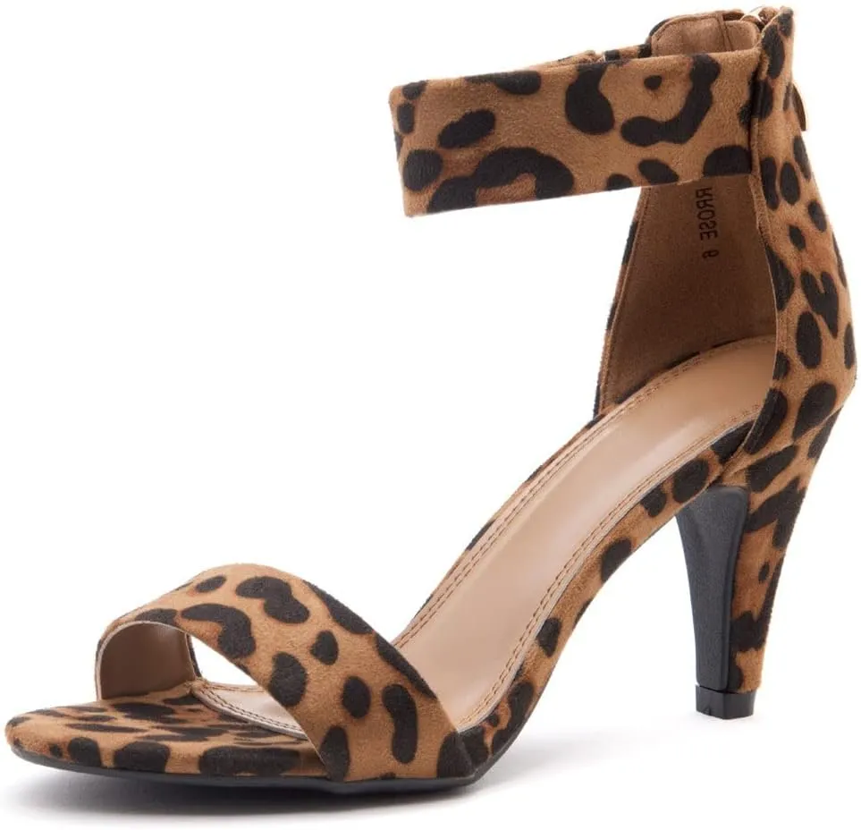 Herstyle RROSE Women's Chunky Low Heels Open Toe Ankle Strap Heeled Sandals with Back Zipper Dressy Pumps Shoes for Wedding Prom Party Office