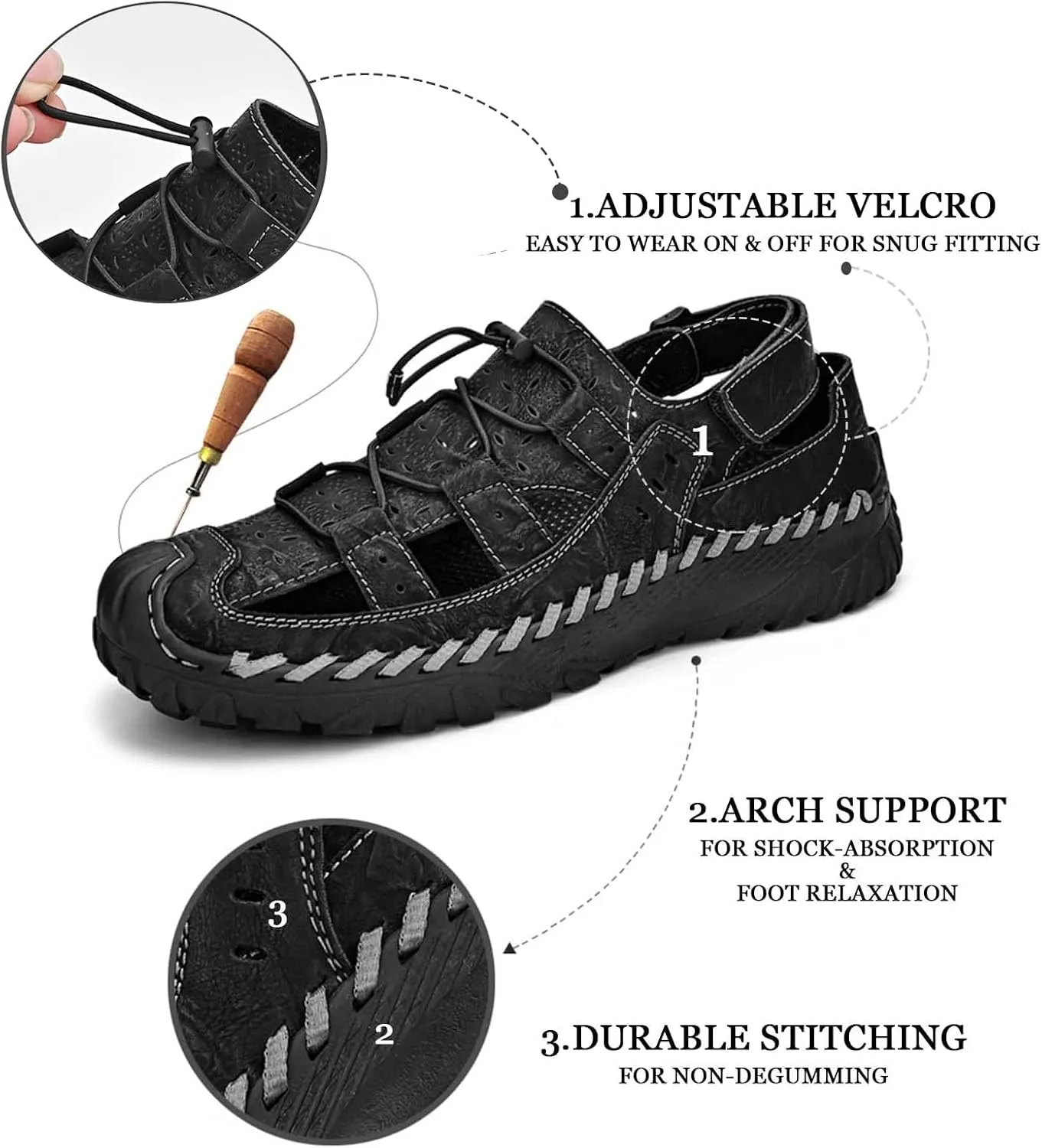 HESBITEUL Mens Sport Sandals Outdoor: Non-Slip MD Slide for Trail Hiking