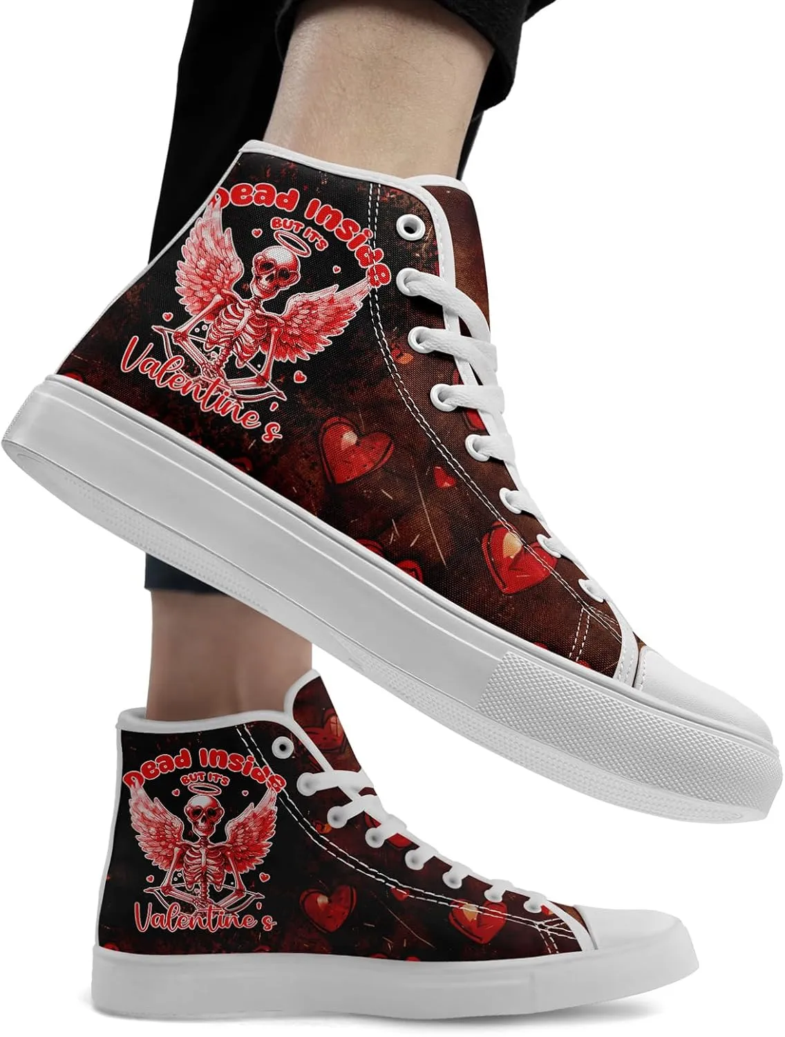 High-Top Sneakers for Men & Women – Romantic Design Canvas Shoes Stylish Casual Streetwear Walking Shoes, Trendy Lover Gift