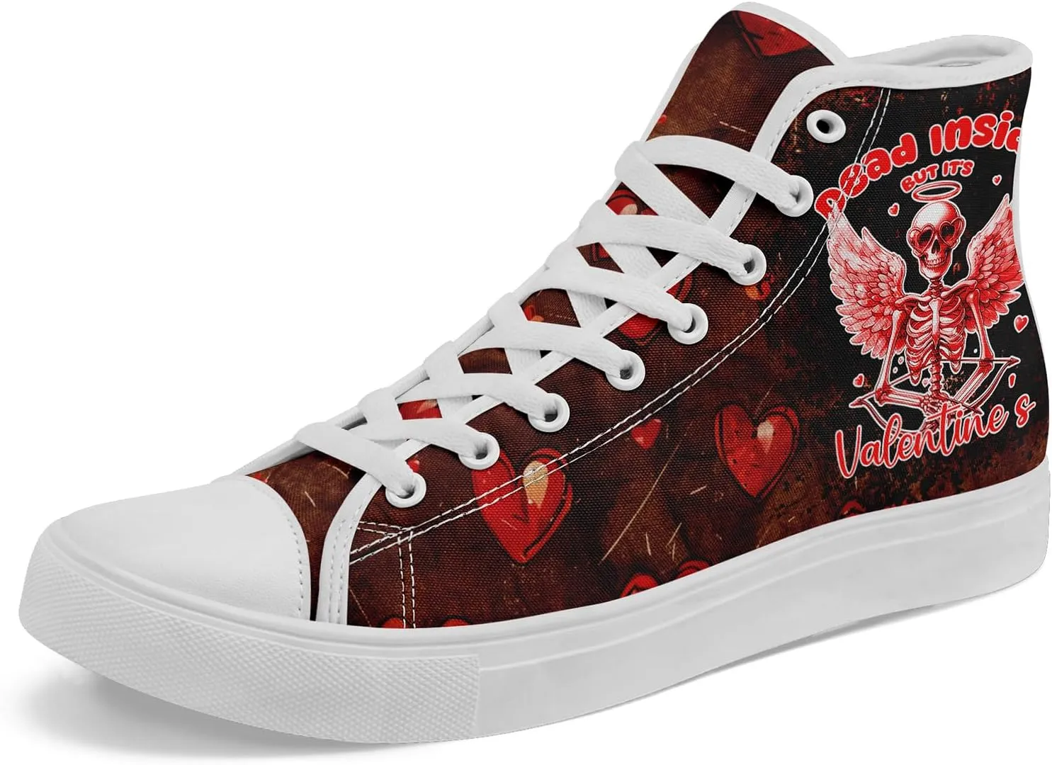 High-Top Sneakers for Men & Women – Romantic Design Canvas Shoes Stylish Casual Streetwear Walking Shoes, Trendy Lover Gift