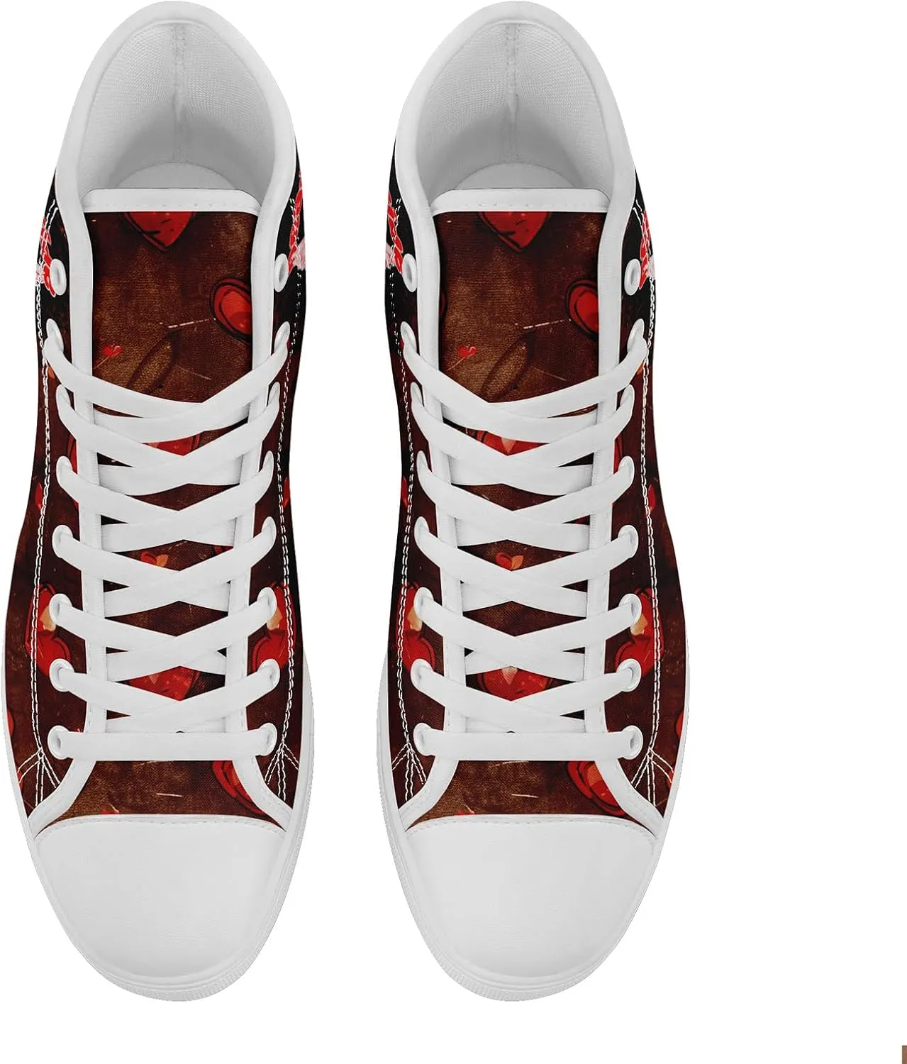 High-Top Sneakers for Men & Women – Romantic Design Canvas Shoes Stylish Casual Streetwear Walking Shoes, Trendy Lover Gift