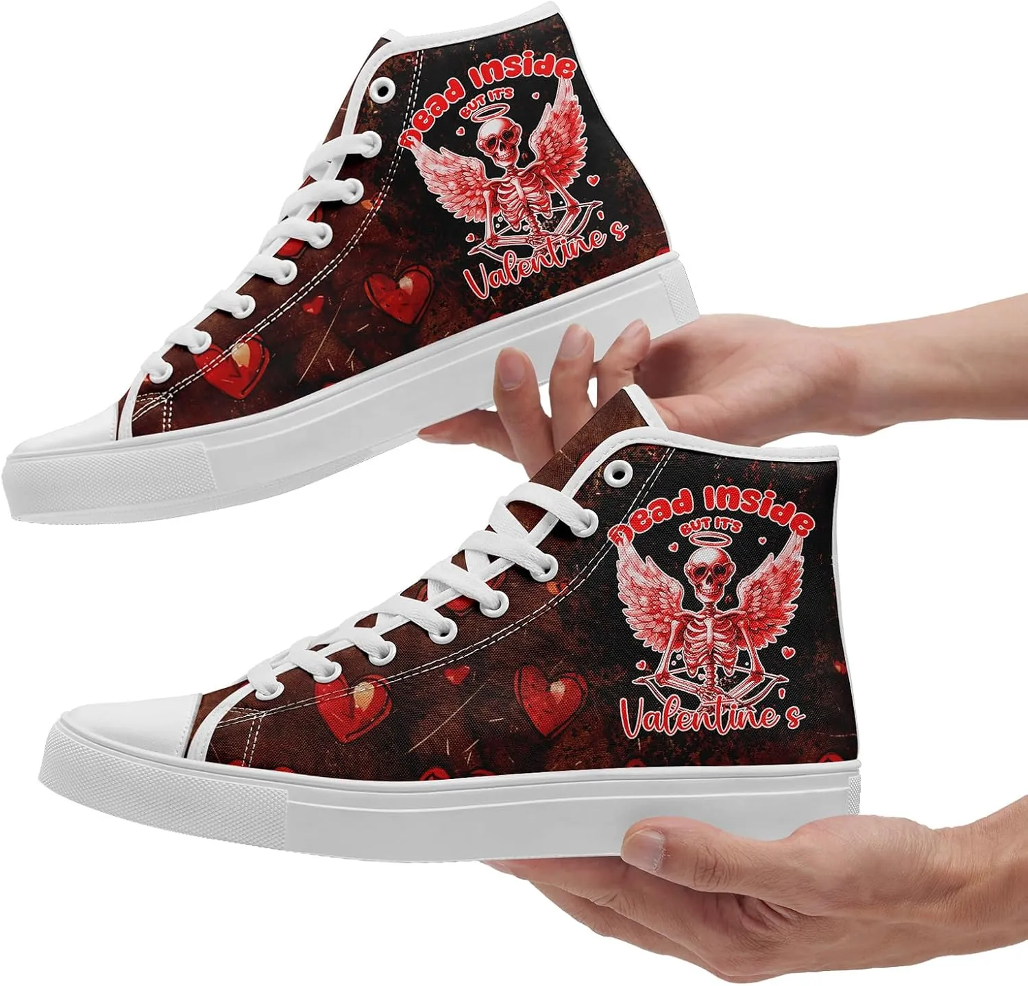 High-Top Sneakers for Men & Women – Romantic Design Canvas Shoes Stylish Casual Streetwear Walking Shoes, Trendy Lover Gift