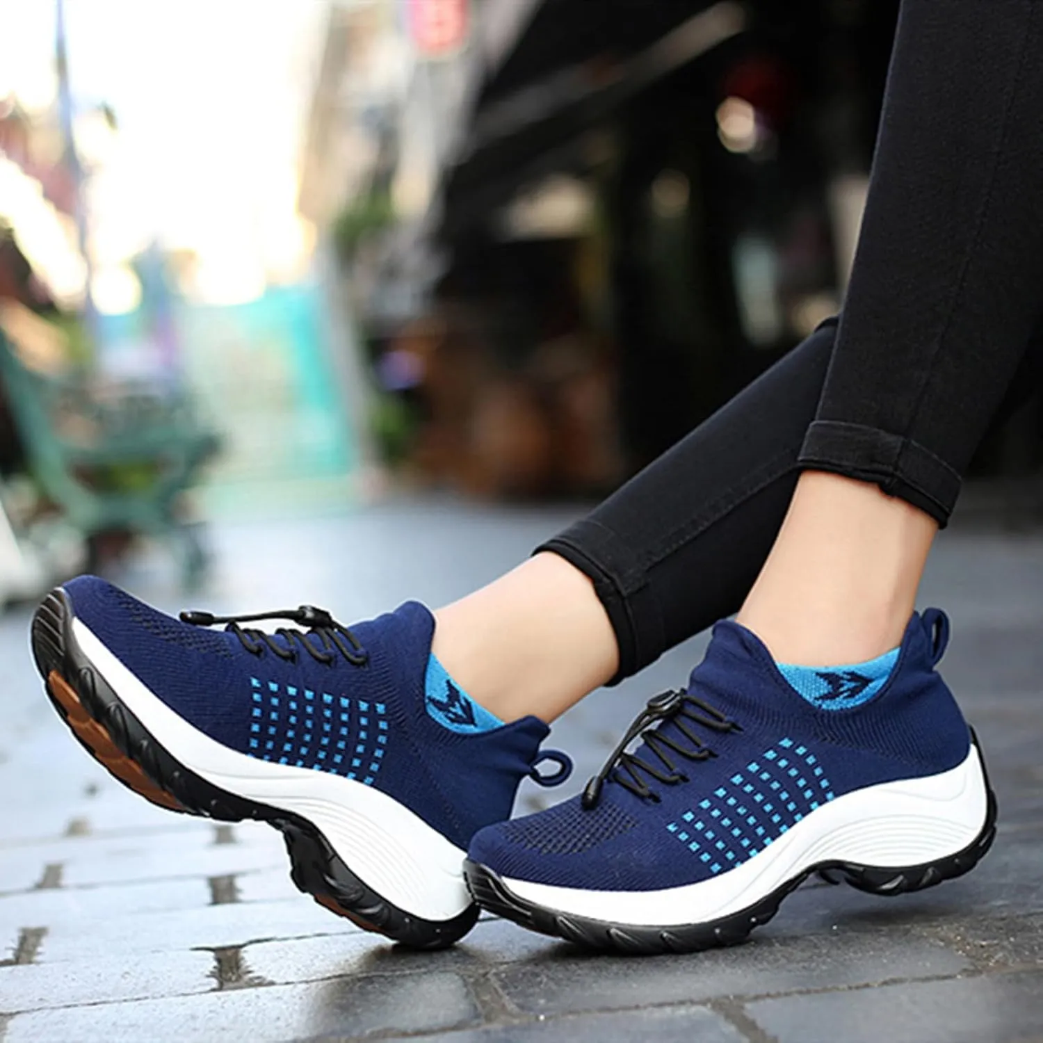 HINDOLA Women's Orthopedic Sock Sneakers Breathable Mesh Nursing Work Comfortable Casual Air Cushion Athletic Running Jogging Shoes